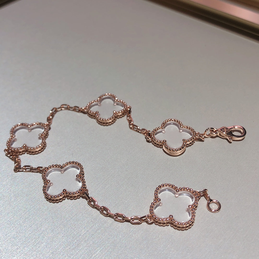 [Imperial]New CLOVER 5 MOTIF ROCK CRYSTAL BRACELET