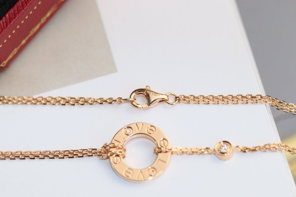 [Imperial] LOVE NECKLACE ADJUSTABLE ROSE GOLD 2 DIAMOND