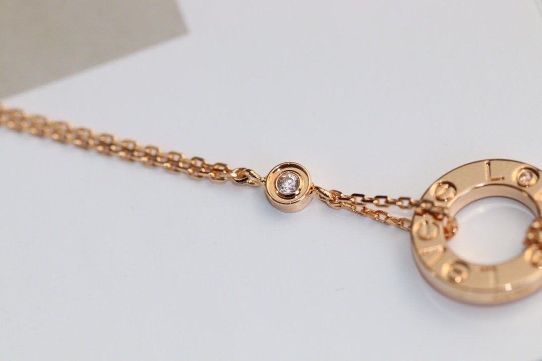 [Imperial] LOVE NECKLACE ADJUSTABLE ROSE GOLD 2 DIAMOND