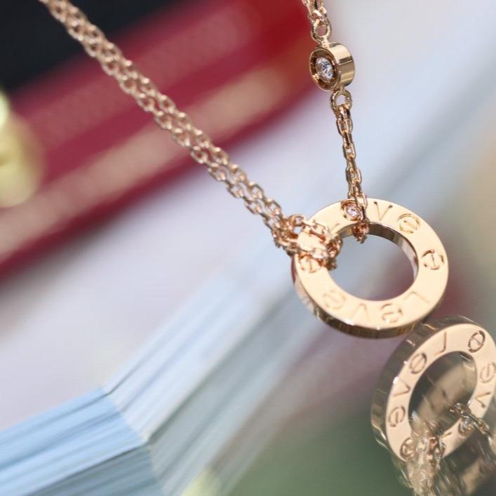 [Imperial] LOVE NECKLACE ADJUSTABLE ROSE GOLD 2 DIAMOND