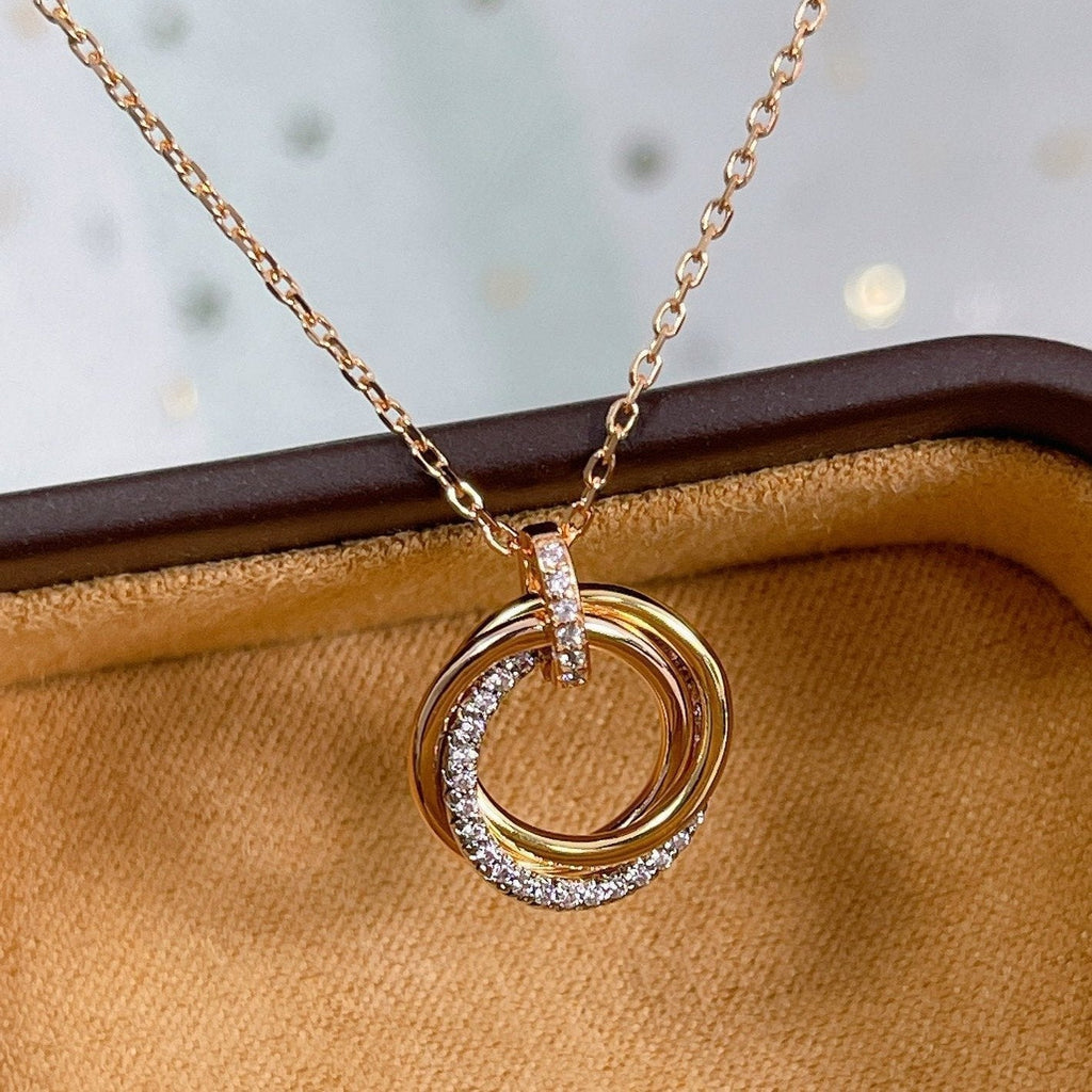 [Imperial] TRINITY NECKLACE SILVER GOLD PINK GOLD DIAMONDS