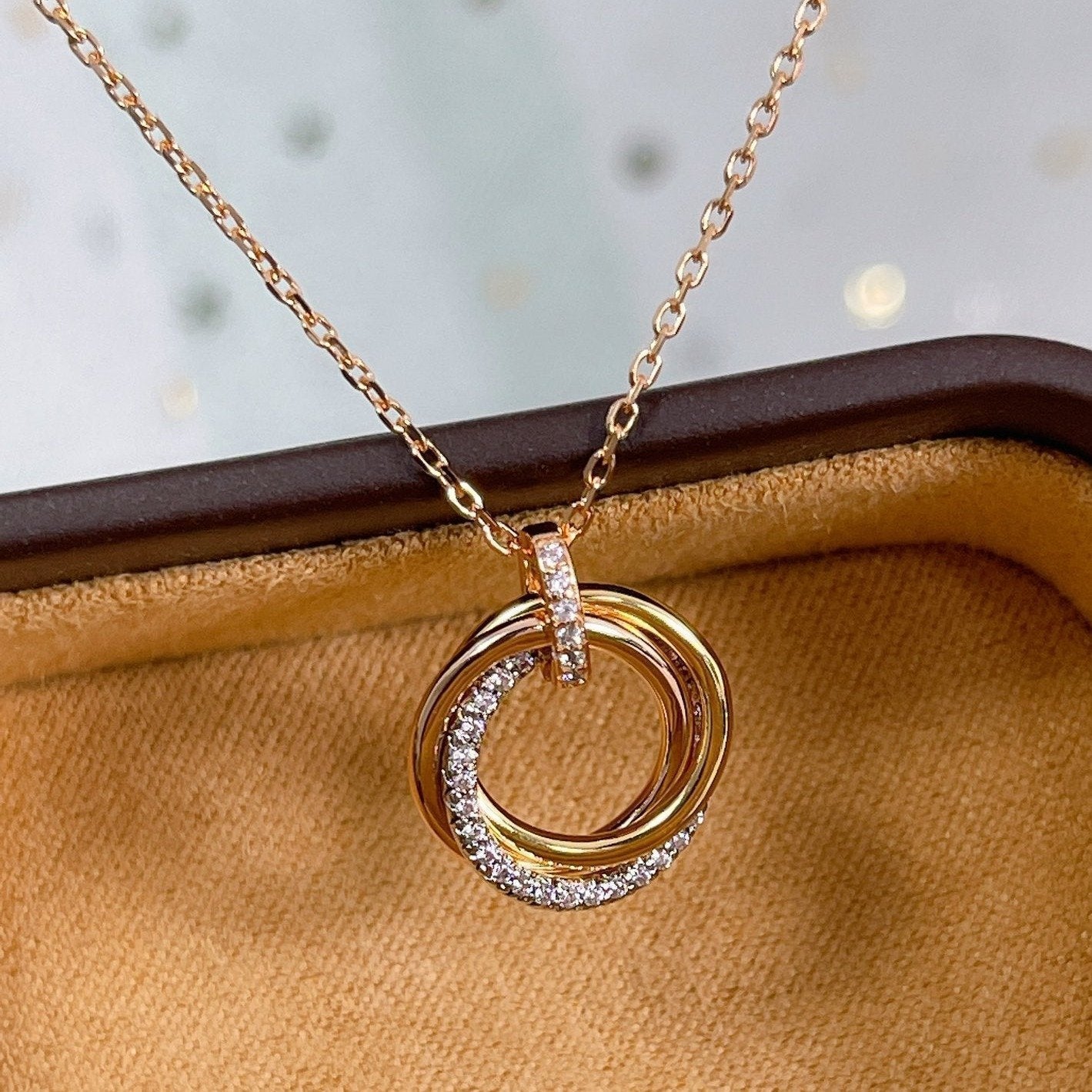 [Imperial] TRINITY NECKLACE SILVER GOLD PINK GOLD DIAMONDS