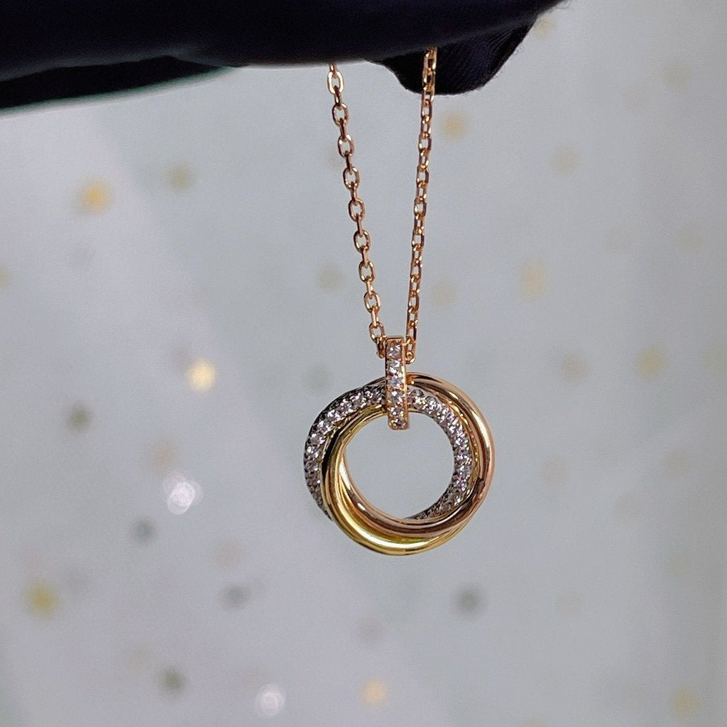 [Imperial] TRINITY NECKLACE SILVER GOLD PINK GOLD DIAMONDS