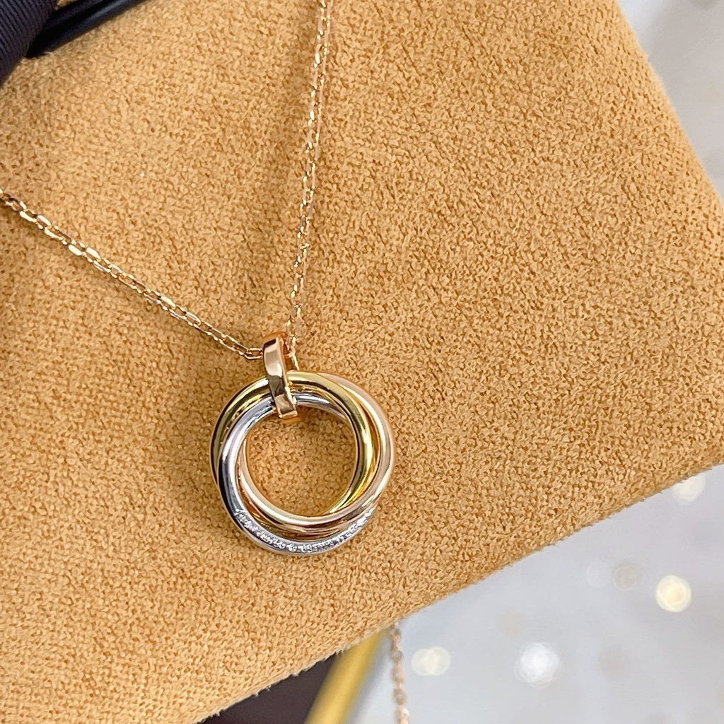 [Imperial] TRINITY NECKLACE SILVER GOLD PINK GOLD DIAMONDS
