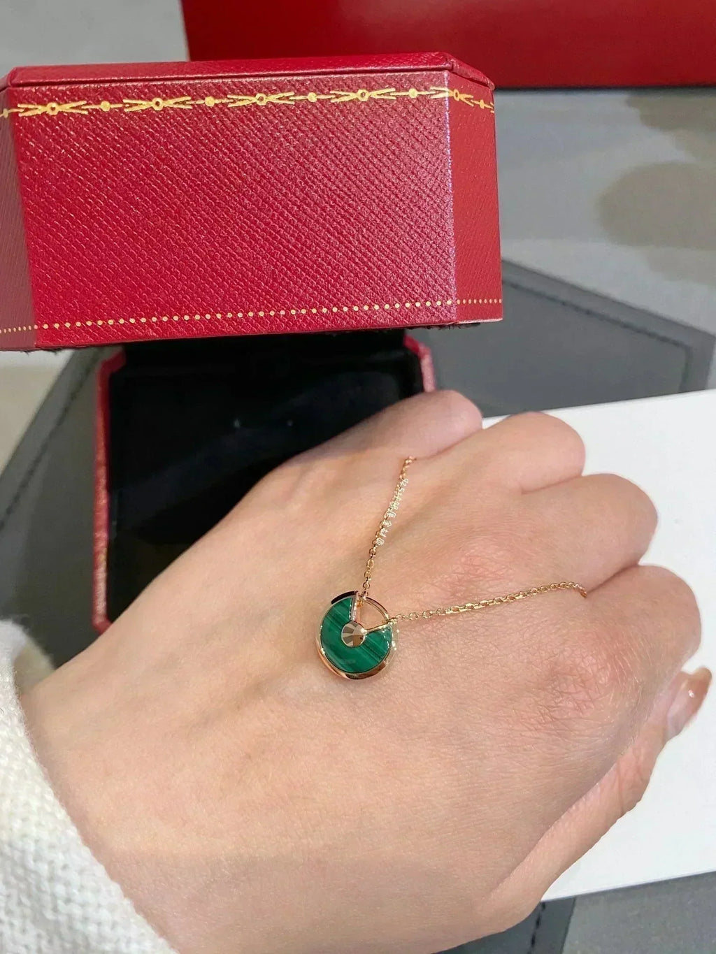[Imperial] AMULETTE ROSE GOLD MALACHITE NECKLACE