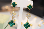 [Imperial] CLOVER EARRINGS GOLD MALACHITE DIAMOND 3 MOTIF