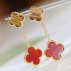 [Imperial] CLOVER  2 MOTIF  TIGER EYE CARNELIAN EARRINGS