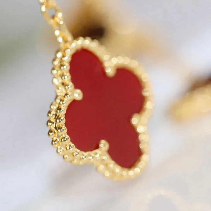 [Imperial] CLOVER  2 MOTIF  TIGER EYE CARNELIAN EARRINGS