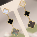 [Imperial] CLOVER EARRINGS GOLD ONYX MOP 3 MOTIF