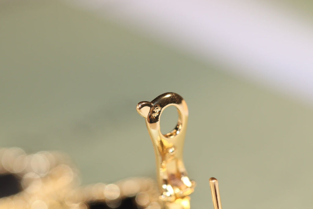 [Imperial] CLOVER EARRINGS GOLD ONYX MOP 3 MOTIF