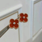 [Imperial] CLOVER MEDIUM 1 MOTIFS CARNELIAN  DIAMOND earrings