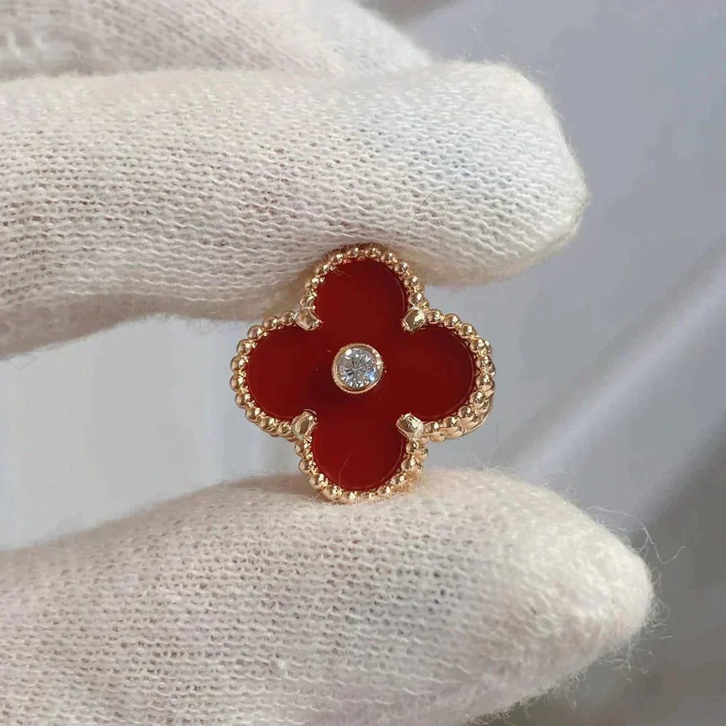[Imperial] CLOVER MEDIUM 1 MOTIFS CARNELIAN  DIAMOND earrings