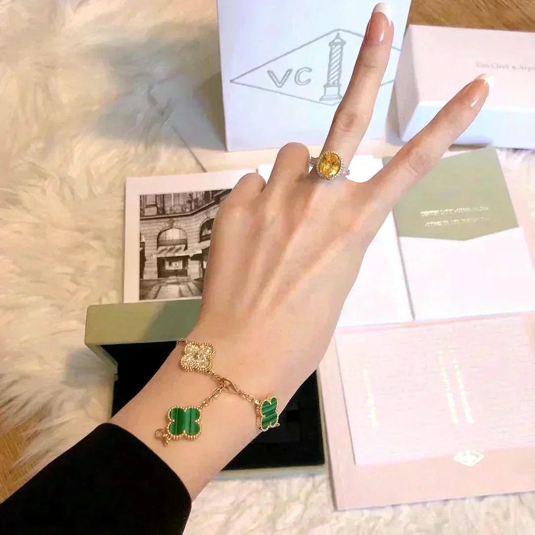 [Imperial]New  CLOVER 5 MOTIF MALACHITE BRACELET COLLECTION