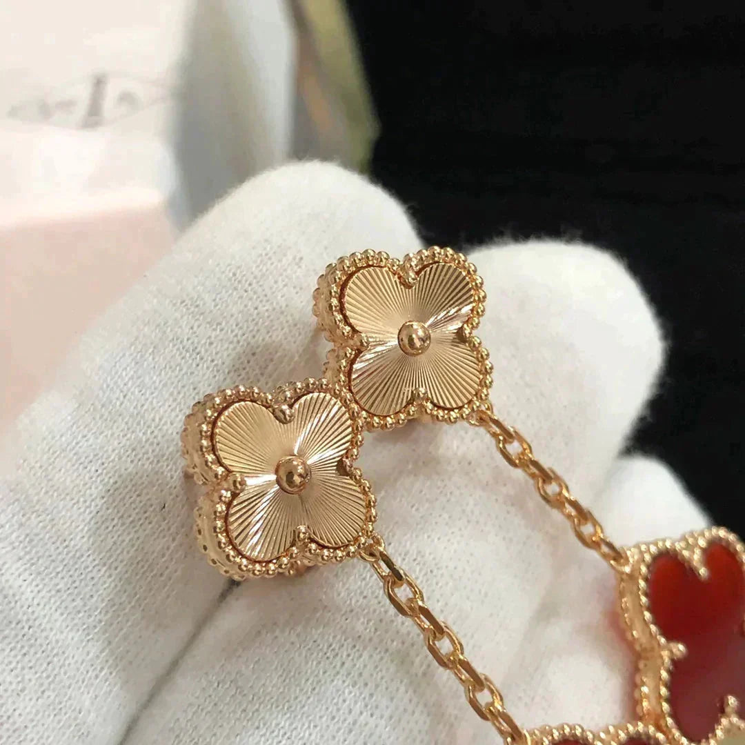 [Imperial] CLOVER 2 MOTIF  LASER CARNELIAN EARRINGS