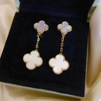 [Imperial] CLOVER 2 MOTIF WHITE MOP EARRINGS