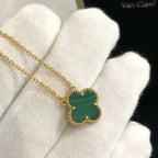 [Imperial] CLOVER 15MM MALACHITE SINGLE FLOWER  NECKLACE