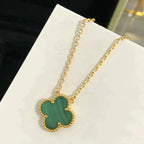 [Imperial] CLOVER 15MM MALACHITE SINGLE FLOWER  NECKLACE