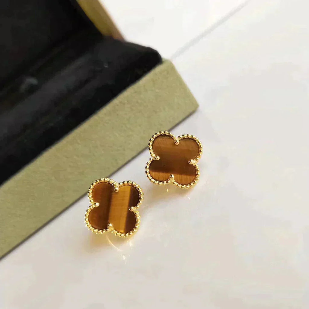 [Imperial] CLOVER MEDIUM 1 MOTIFS TIGER EYE EARRINGS
