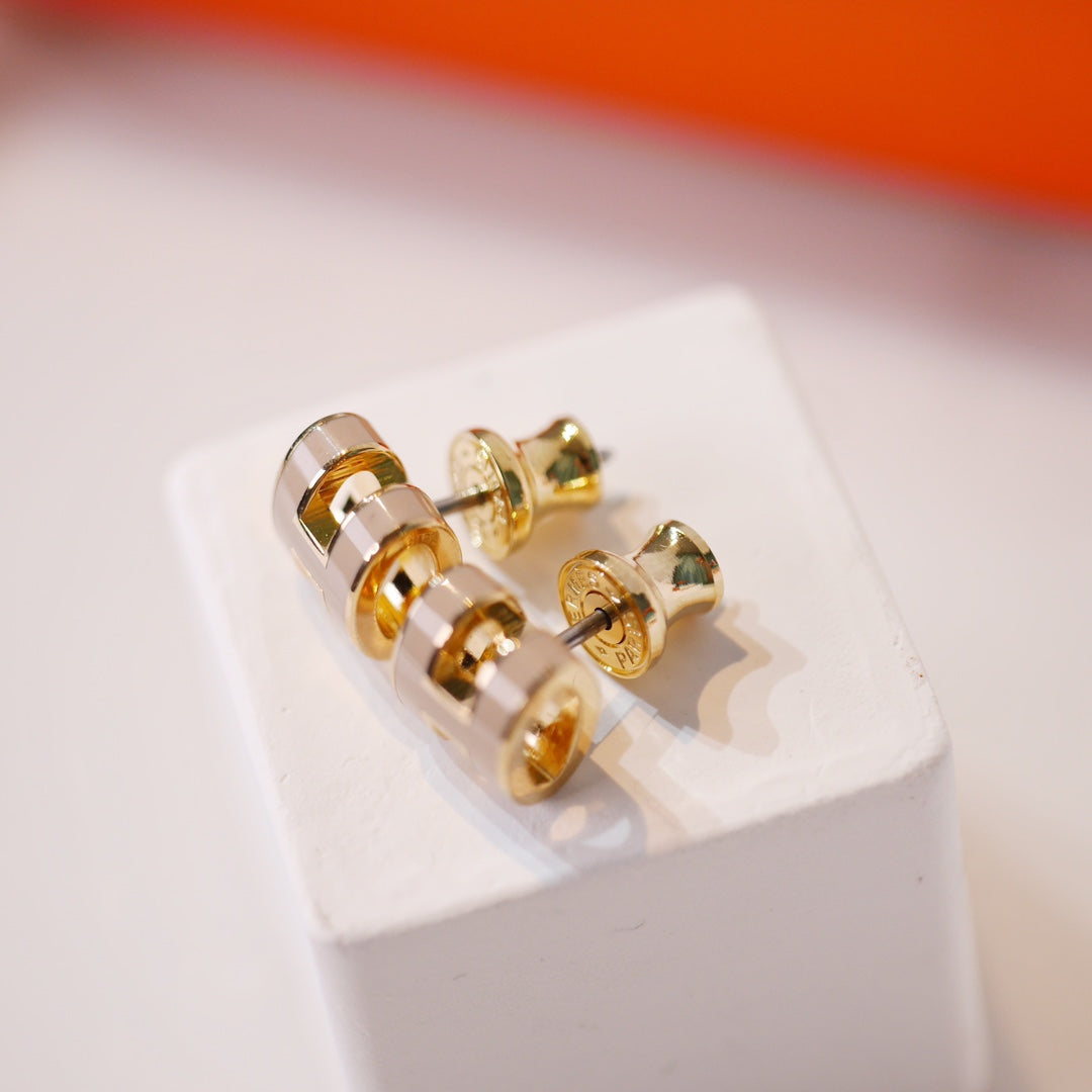 [Imperial] MINI POP H GOLD EARRINGS GREY