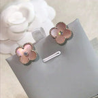 [Imperial] CLOVER MEDIUM 1 MOTIFS  PINK MOP DIAMOND EARRINGS