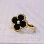 [Imperial] CLOVER ONYX RING GOLD DIAMOND