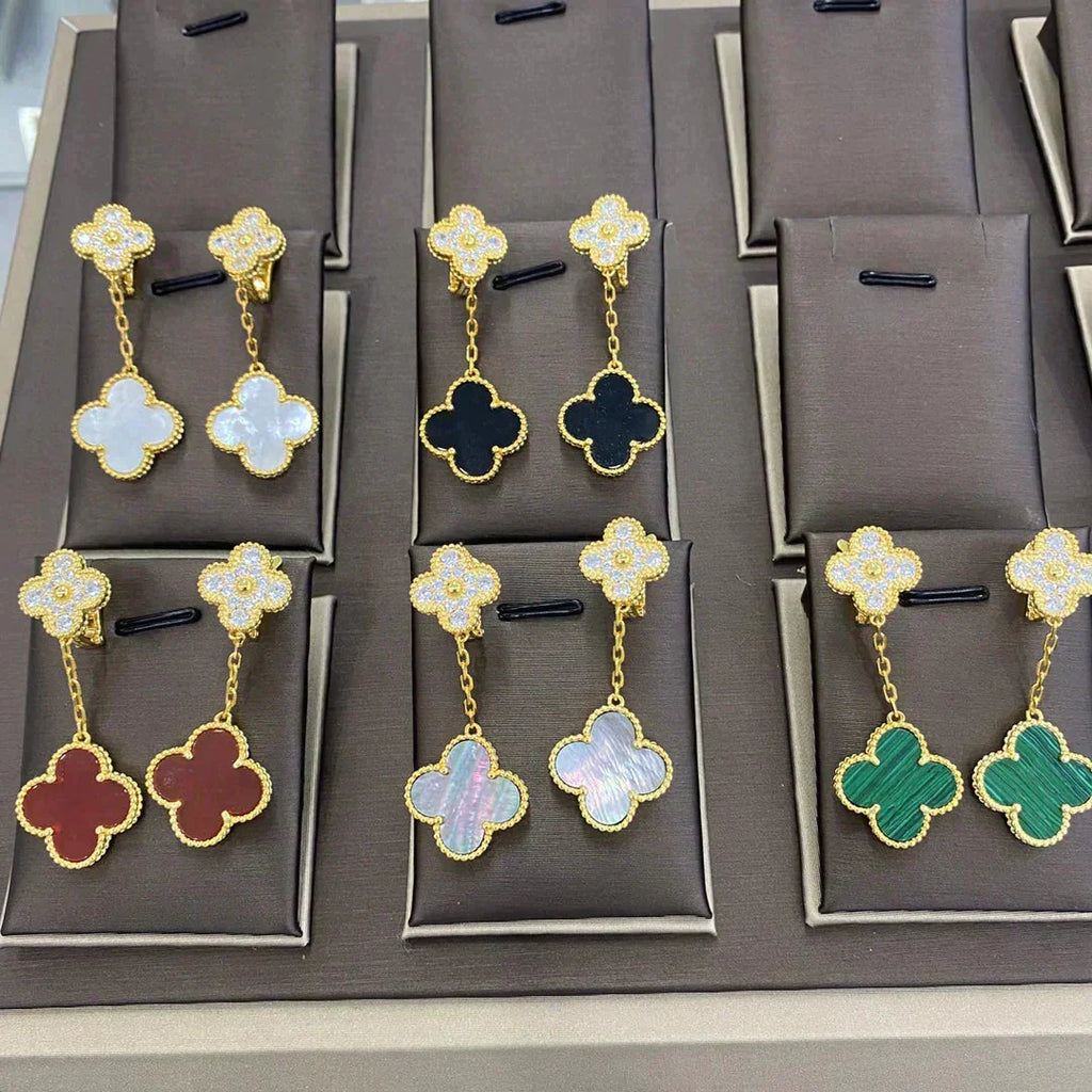 [Imperial] CLOVER  2 MOTIFS  DIAMOND  EARRINGS (MULTIPLE CHOICESç´