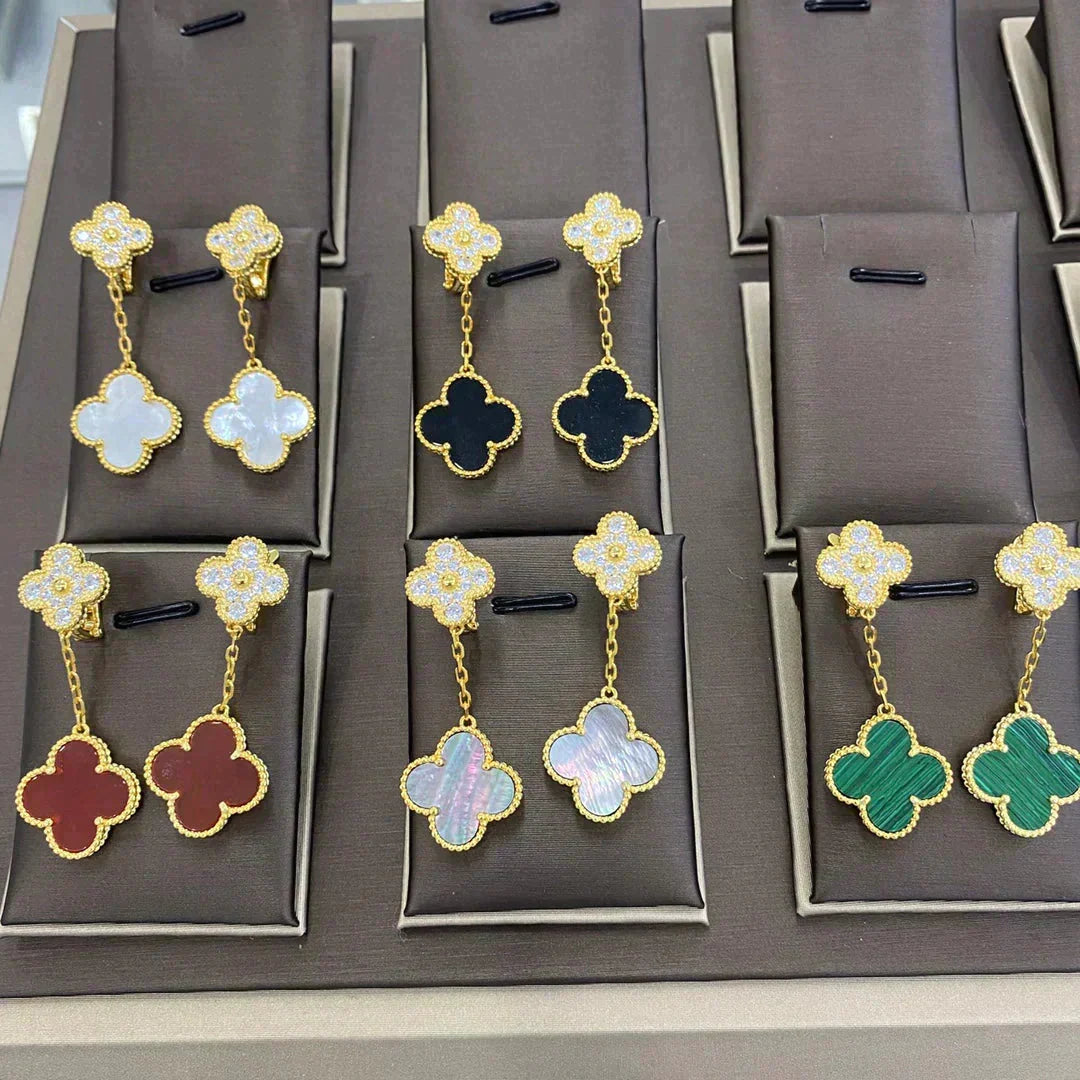 [Imperial] CLOVER  2 MOTIFS  DIAMOND  EARRINGS (MULTIPLE CHOICESç´
