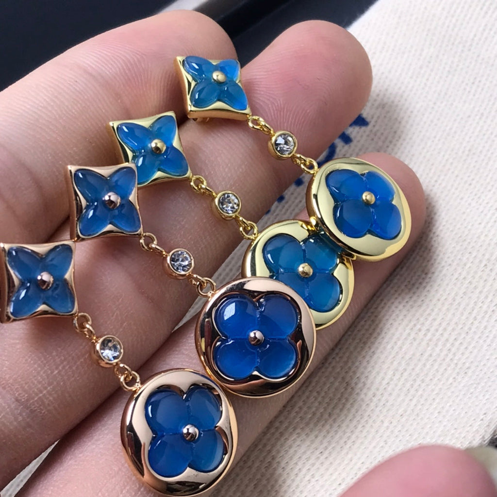 [Imperial] STAR AND SUN AGATE DIAMOND EARRINGS