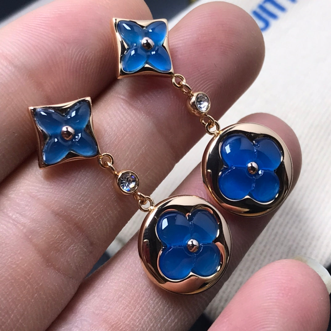 [Imperial] STAR AND SUN AGATE DIAMOND EARRINGS