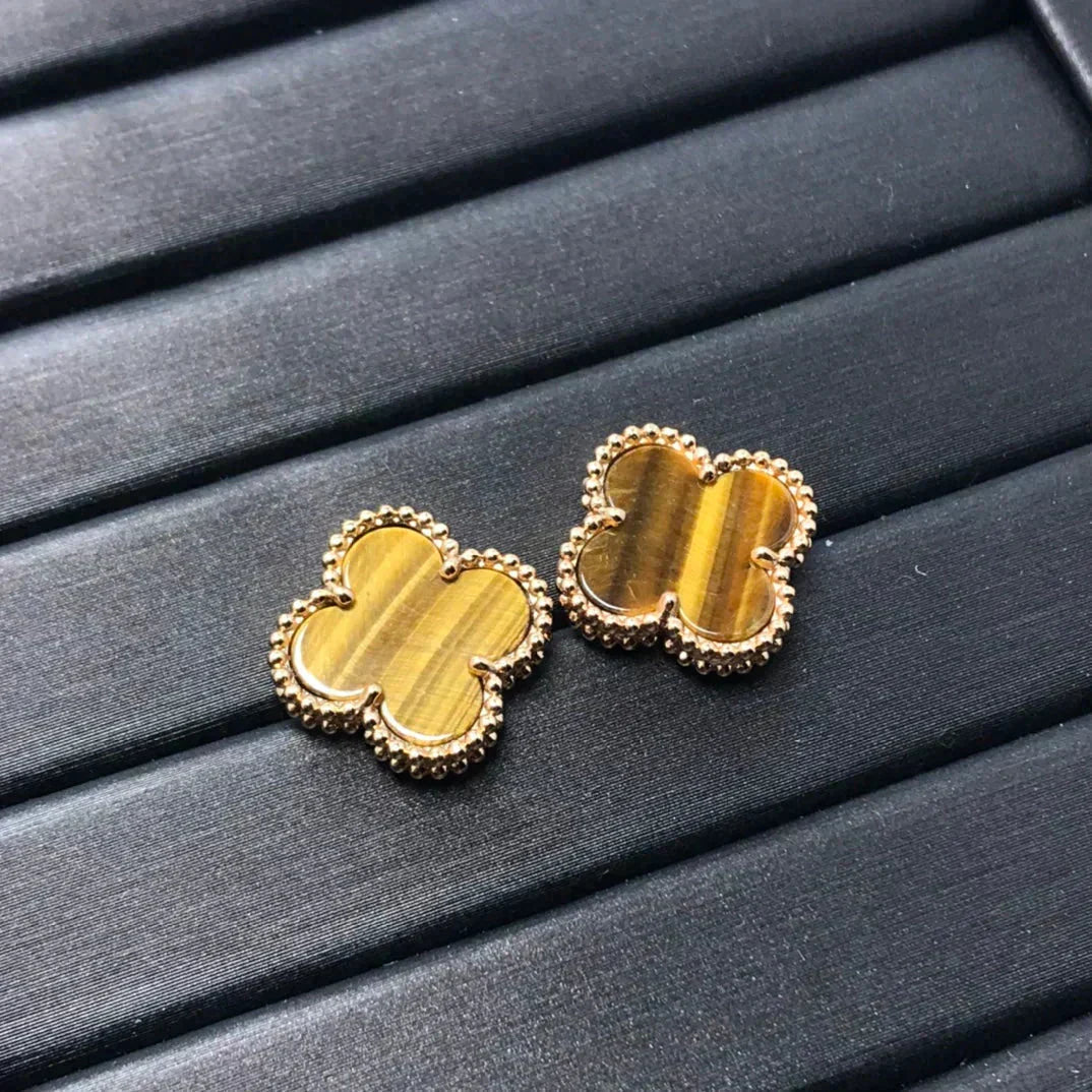 [Imperial] CLOVER MEDIUM 1 MOTIFS TIGER EYE EARRINGS