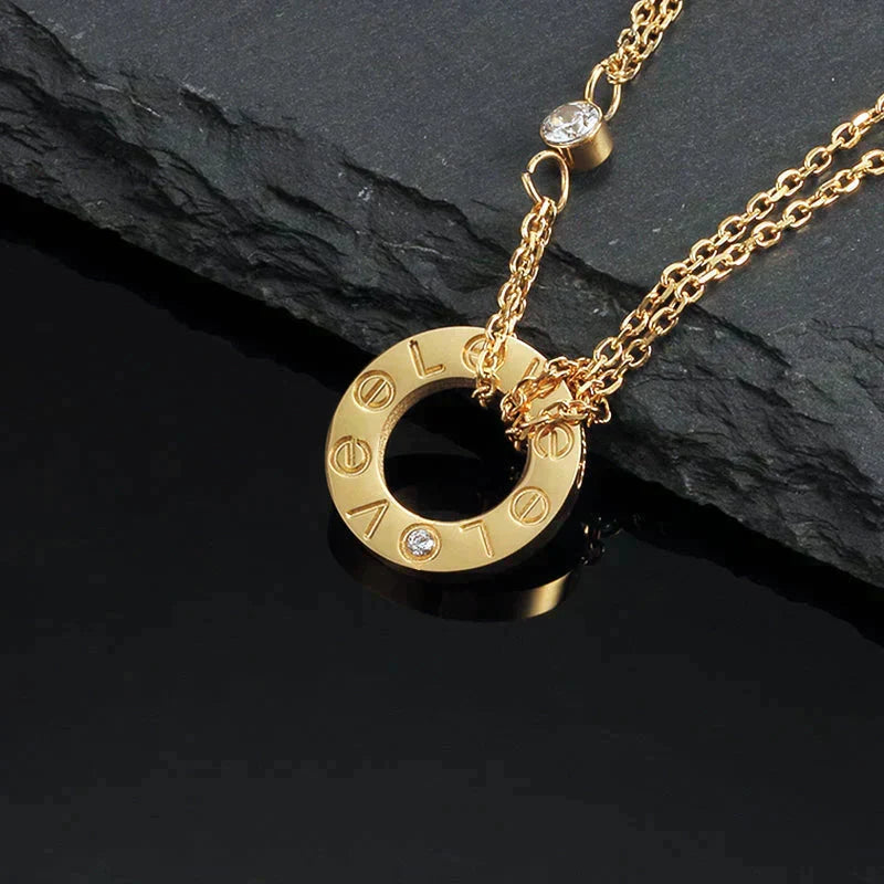 [Imperial] LOVE NECKLACE 16MM 2 DIAMONDS