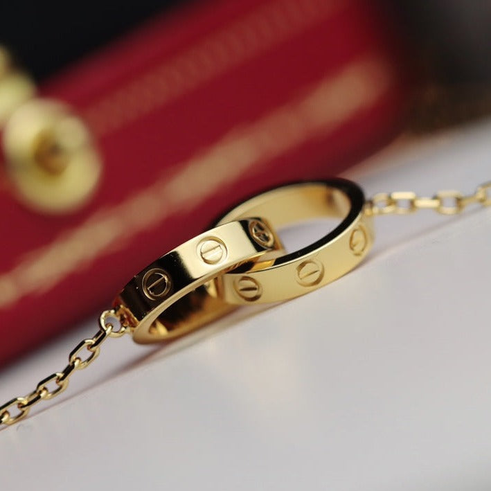 [Imperial] LOVE NECKLACE DOUBLE RING GOLD