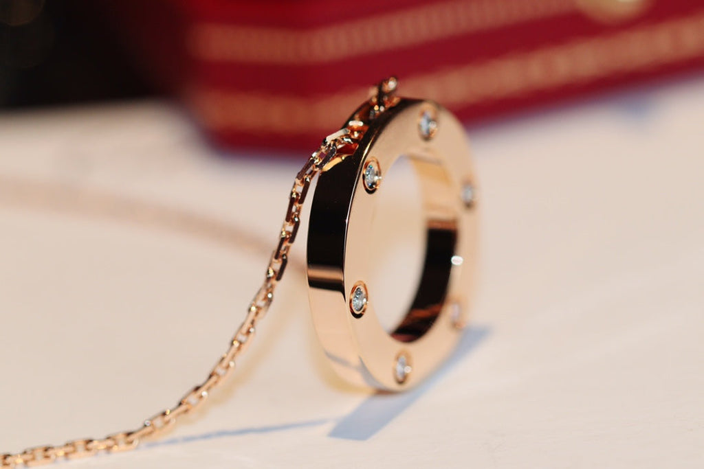 [Imperial] LOVE NECKLACE 16MM 6 DIAMONDS PINK GOLD