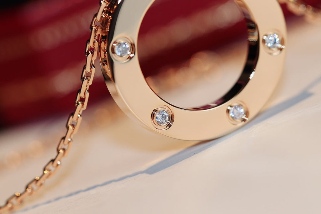 [Imperial] LOVE NECKLACE 16MM 6 DIAMONDS PINK GOLD