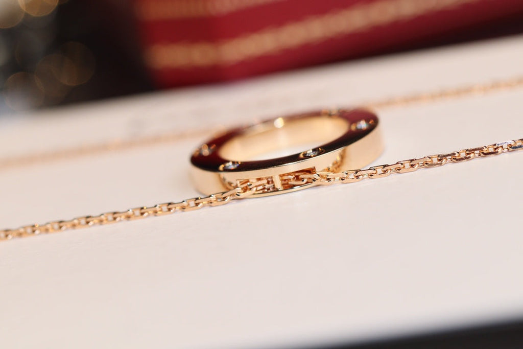 [Imperial] LOVE NECKLACE 16MM 6 DIAMONDS PINK GOLD