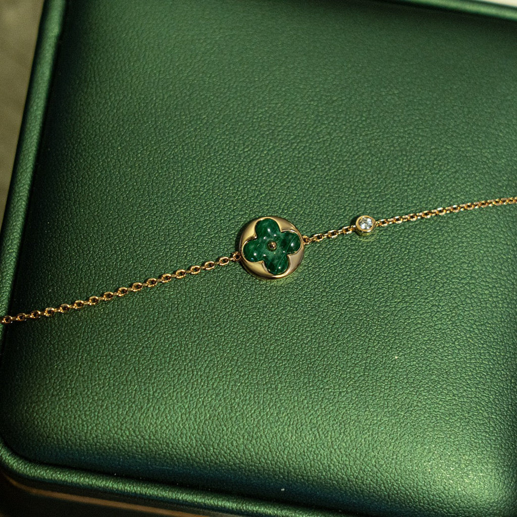 [Imperial] SUN MALACHITE 1 DIAMOND PINK GOLD BRACELET
