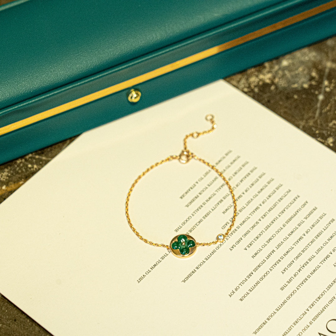 [Imperial] SUN MALACHITE 1 DIAMOND PINK GOLD BRACELET