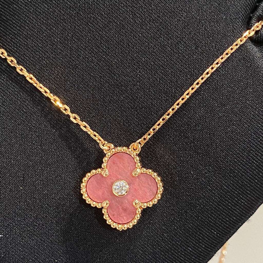 [Imperial] CLOVER 15MM DIAMOND RHODONITE NECKLACE