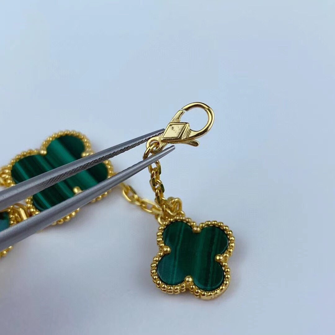 [Imperial] MAGIC CLOVER MALACHITE GOLD BRACELET 5 MOTIFS
