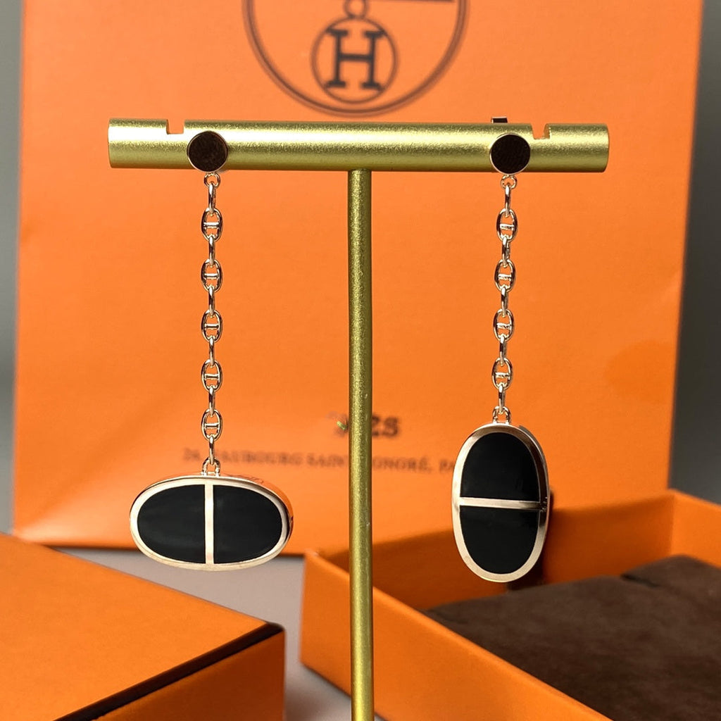 [Imperial] CHAINE VERSO BLACK CERAMIC EARRINGS