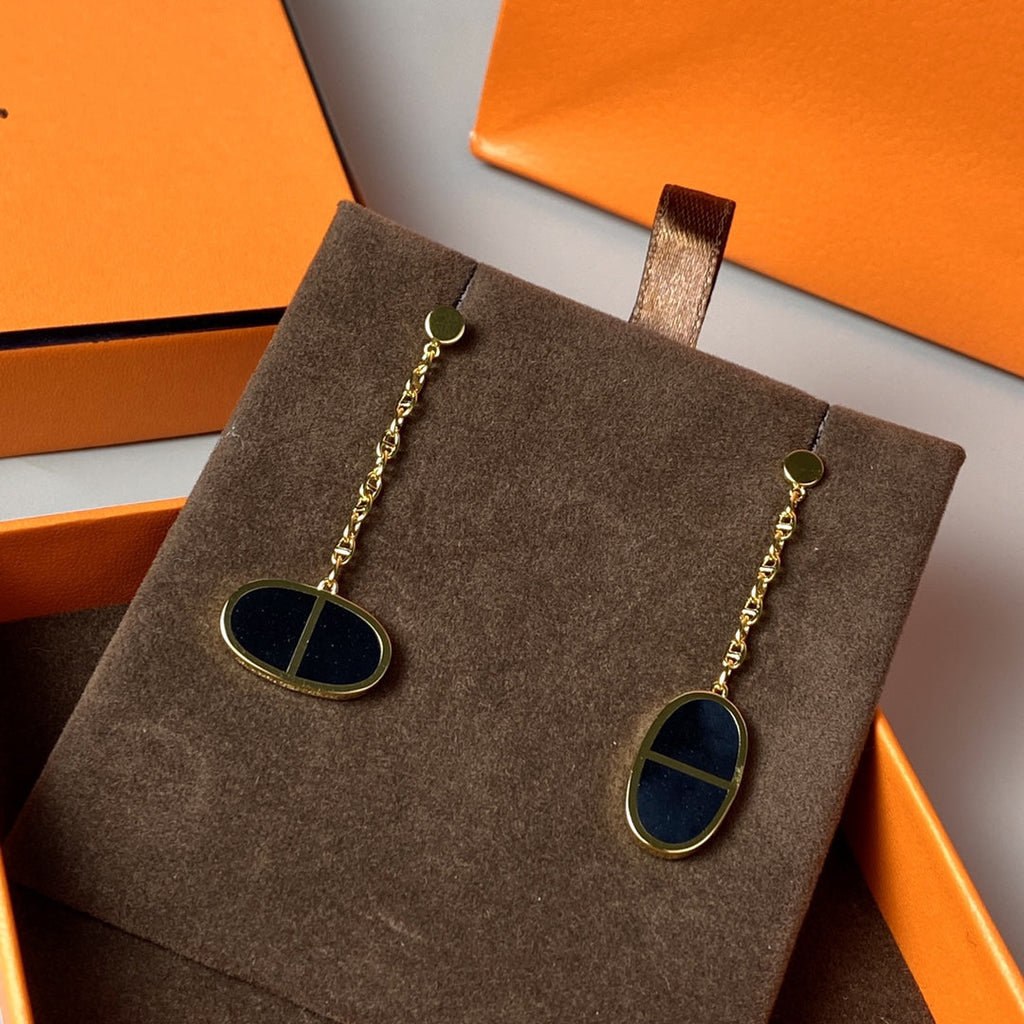 [Imperial] CHAINE VERSO BLACK CERAMIC EARRINGS