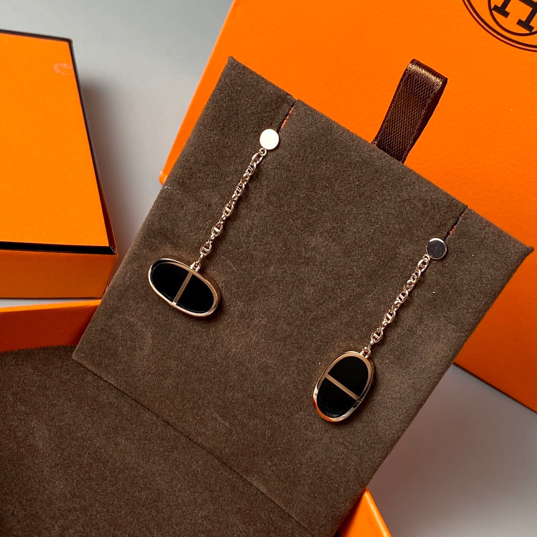 [Imperial] CHAINE VERSO BLACK CERAMIC EARRINGS