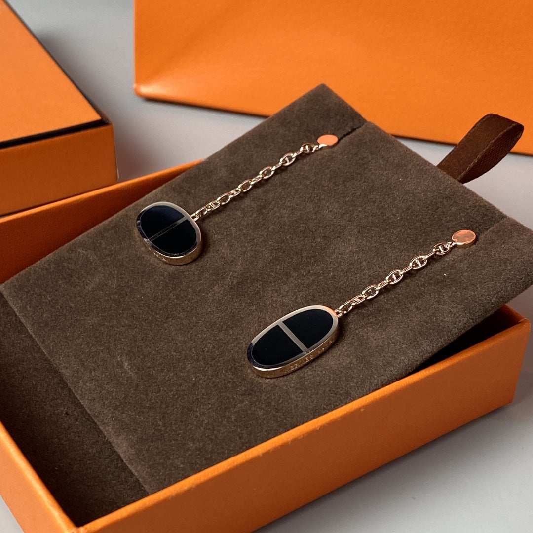 [Imperial] CHAINE VERSO BLACK CERAMIC EARRINGS