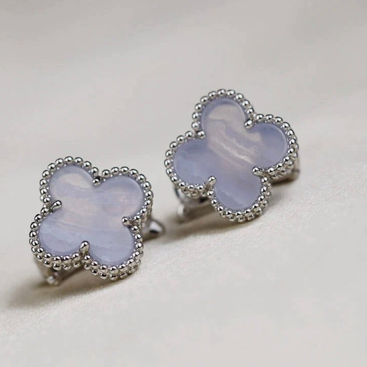 [Imperial] CLOVER MEDIUM 1 MOTIFS  WHITE MOP EARRINGS SILVER