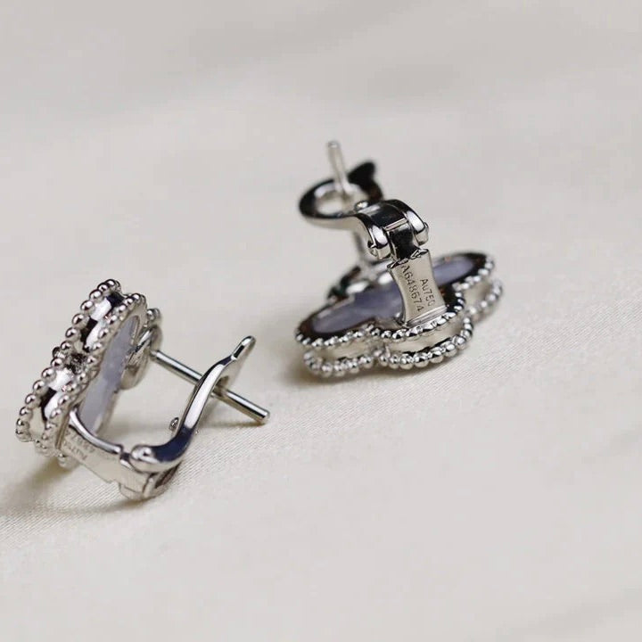 [Imperial] CLOVER MEDIUM 1 MOTIFS  WHITE MOP EARRINGS SILVER