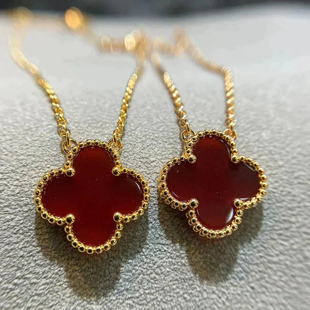 [Imperial] CLOVER 15MM CARNELIAN SINGLE FLOWER NECKLACE