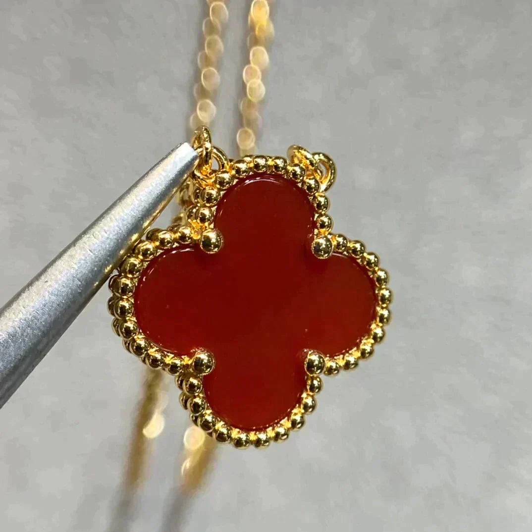 [Imperial] CLOVER 15MM CARNELIAN SINGLE FLOWER NECKLACE