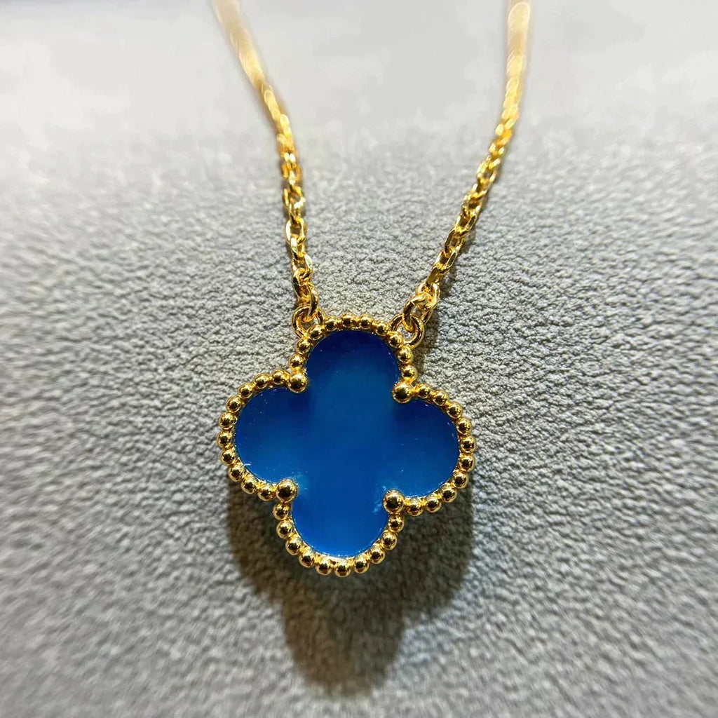 [Imperial] CLOVER 15MM BLUE AGATE NECKLACE