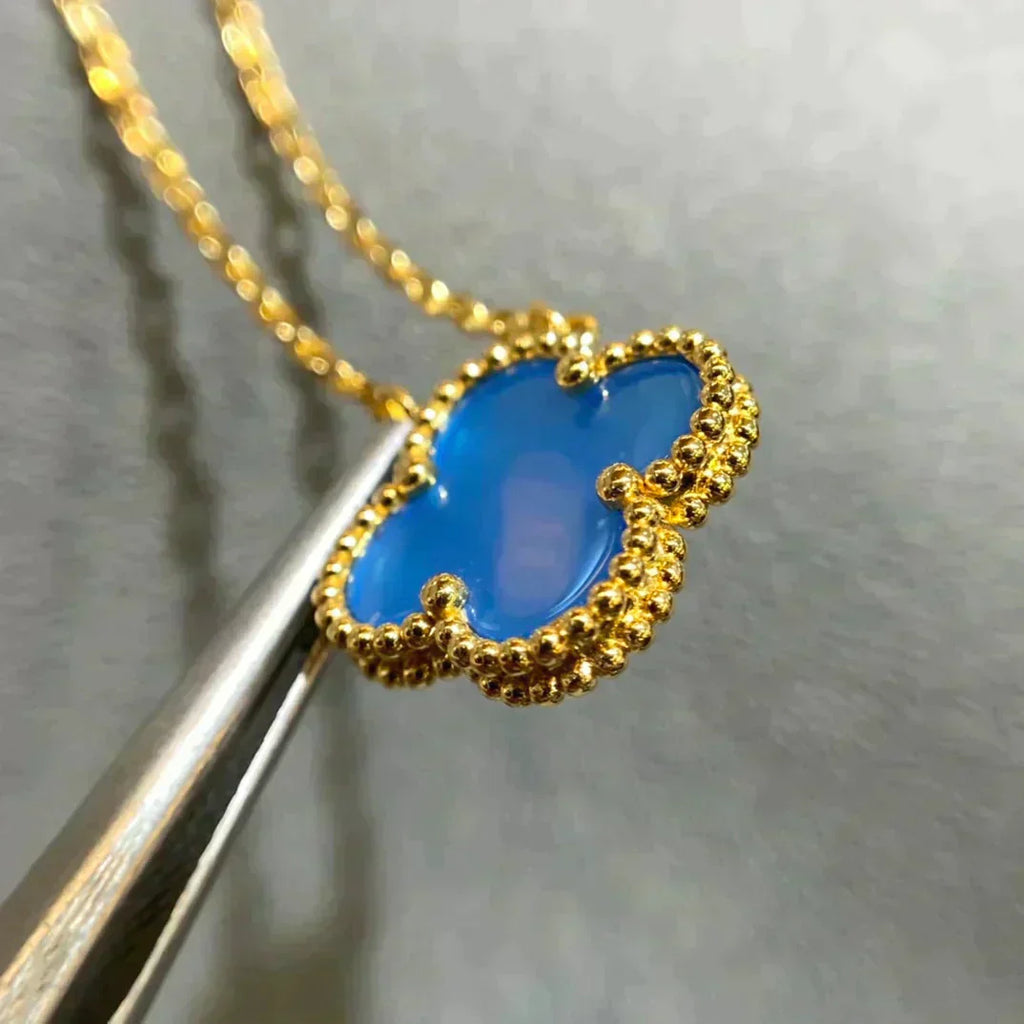 [Imperial] CLOVER 15MM BLUE AGATE NECKLACE