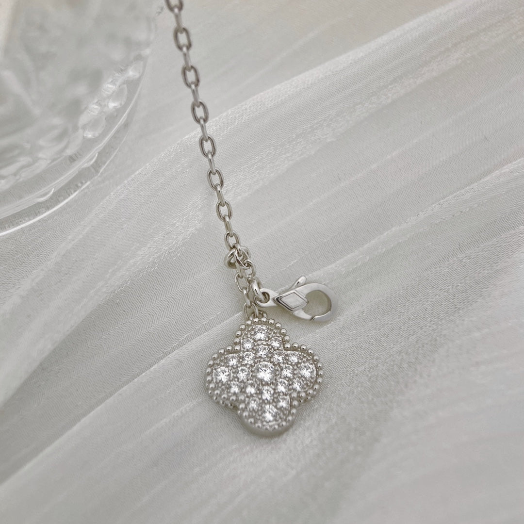 [Imperial] CLOVER 5 MOTIFS SILVER DIAMONDS NECKLACE